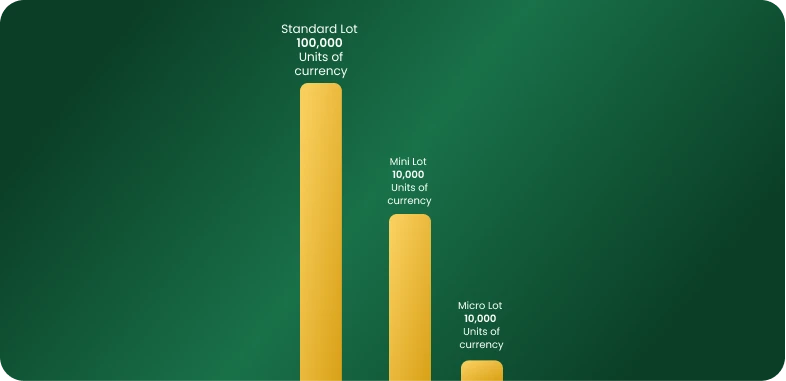 Visual representation of Lots in a bar chart, useful for Currency market analysis and trends.