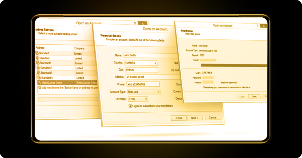 A computer screen displaying a bright yellow background, symbolizing a Forex live account interface.